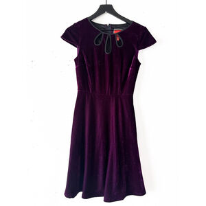 ModCloth Velvet Fit & Flare Dress Small Plum Purple Holiday Christmas Party Clas